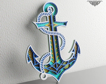 Multilayer file Anchor mandala DXF files svg template for laser cutting and cricut