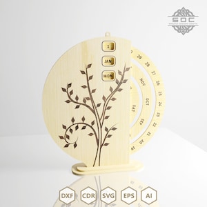 Laser cut Perpetual calendar dxf files svg template digital download