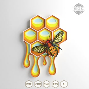Multilayer File Bee Honeycomb Mandala DXF Files Svg Template