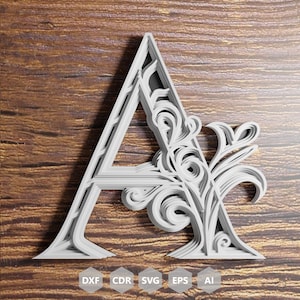 layered Letter A, Multilayer letter A, DXF files lasercut template, svg eps Digital download