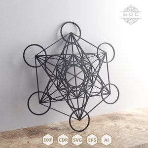 Metatron kubus heilige geometrische symbool dxf bestanden svg sjabloon digitale download voor laser snijden cricut glowforge scrollsaw etc.