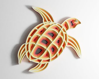 Arquivos svg de tartaruga marinha multicamadas, arquivos dxf, arquivos ai cdr eps para corte a laser, corte cnc