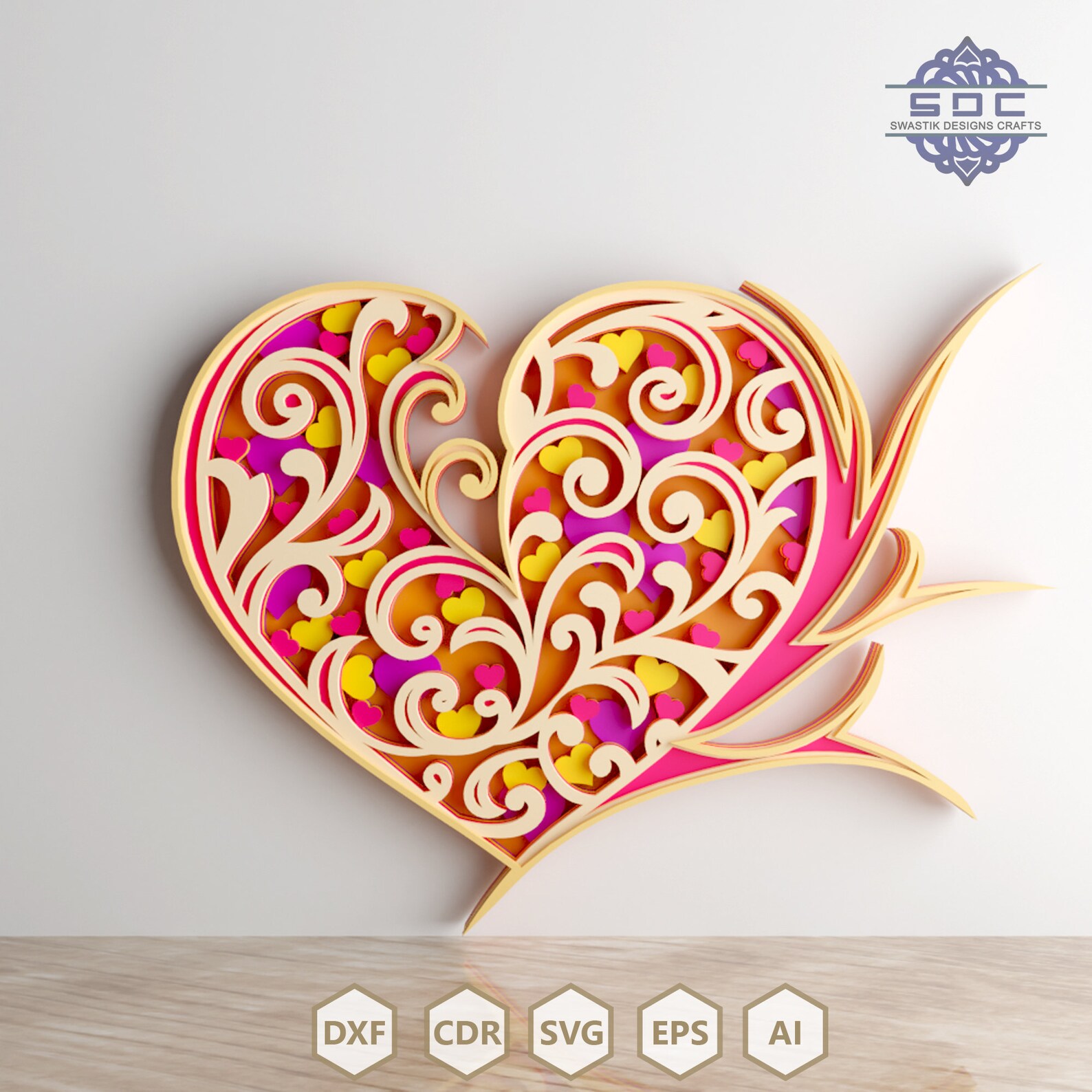 Multilayer File Heart Mandala Dxf Files Svg Template Digital - Etsy