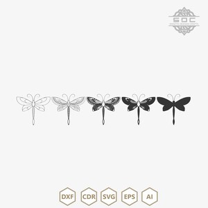 Flerskiktsfil Dragonfly mandala DXF-filer svg-mall för laserskärning. bild 4