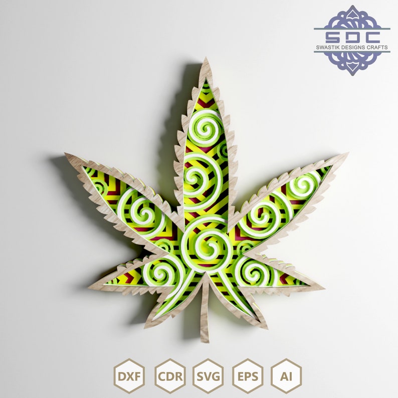 Download Multilayer file marijuana leaf mandala DXF files svg ...