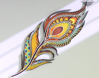 Multilayer file Feather Mandala DXF files svg template for laser cutting.