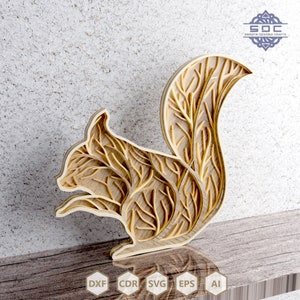 Multilayer Squirrels multilayer chipmunk pattern Dxf files svg template digital download for laser cuttng cnc routing