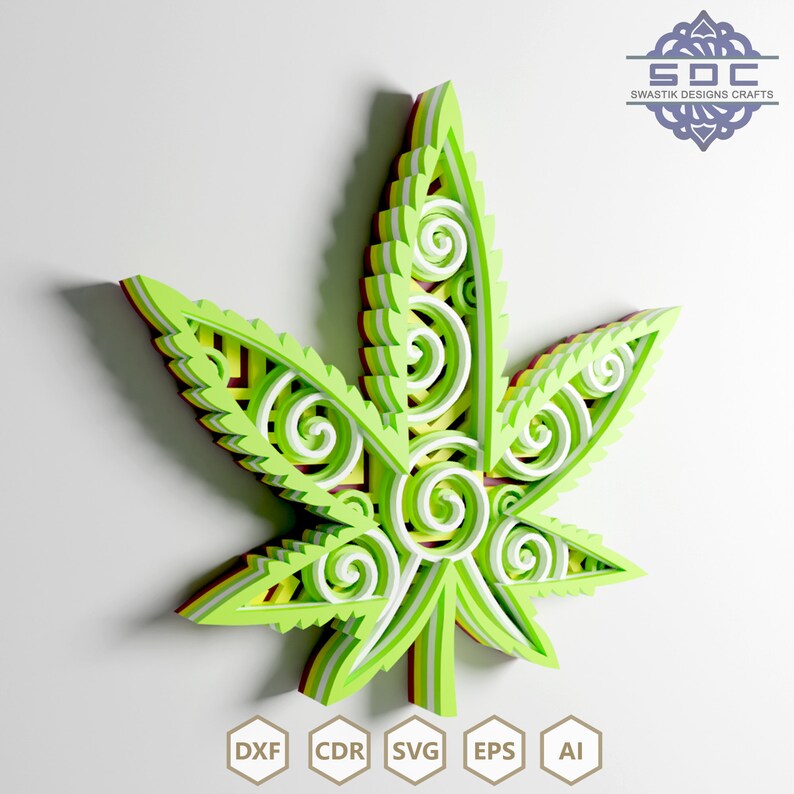Download Multilayer file marijuana leaf mandala DXF files svg ...