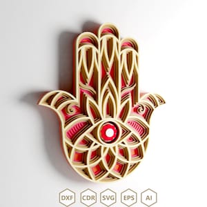 3d multilayer HAMSA HAND mandala SVG pattern dxf files vector files for laser cutting cnc cutting cricut scrollsaw pattern