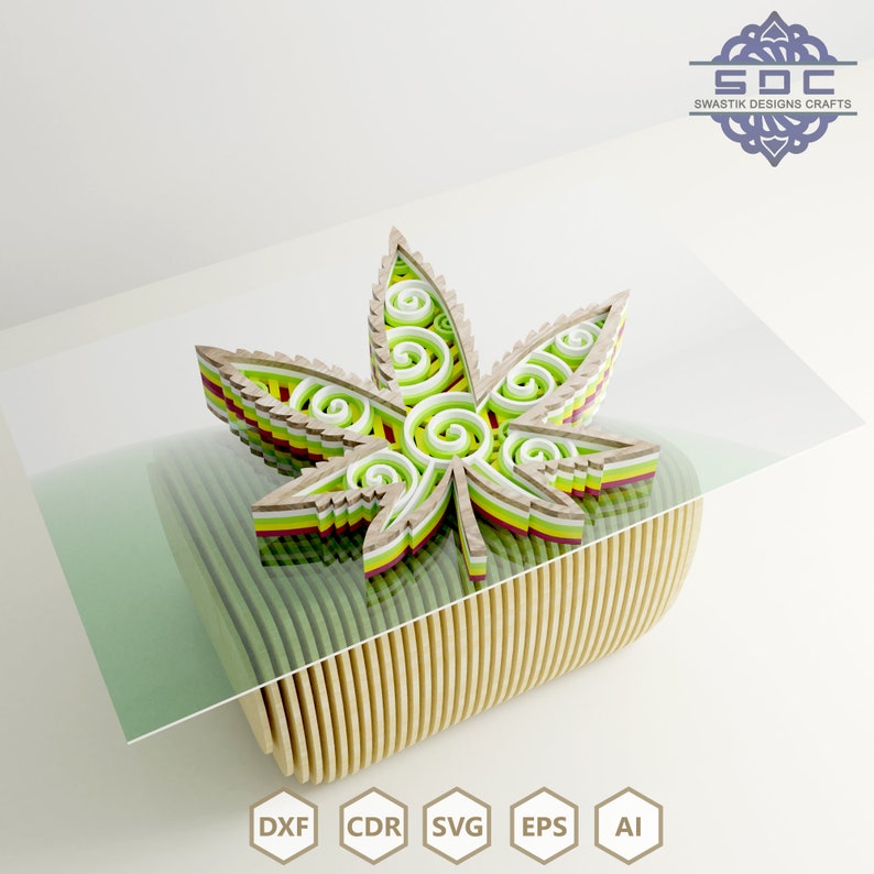 Download Multilayer file marijuana leaf mandala DXF files svg ...