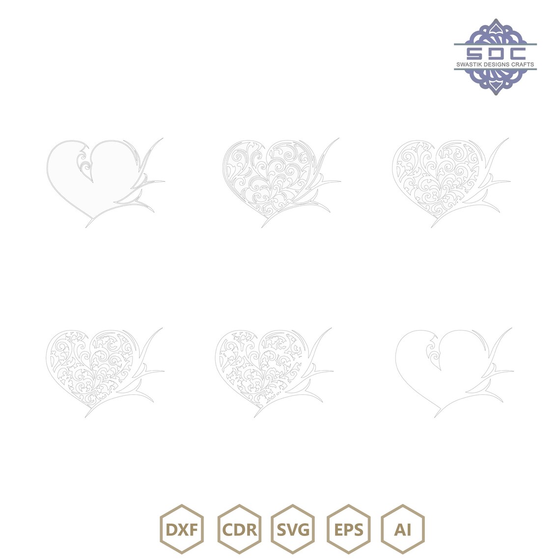 Multilayer file heart mandala dxf files svg template digital | Etsy