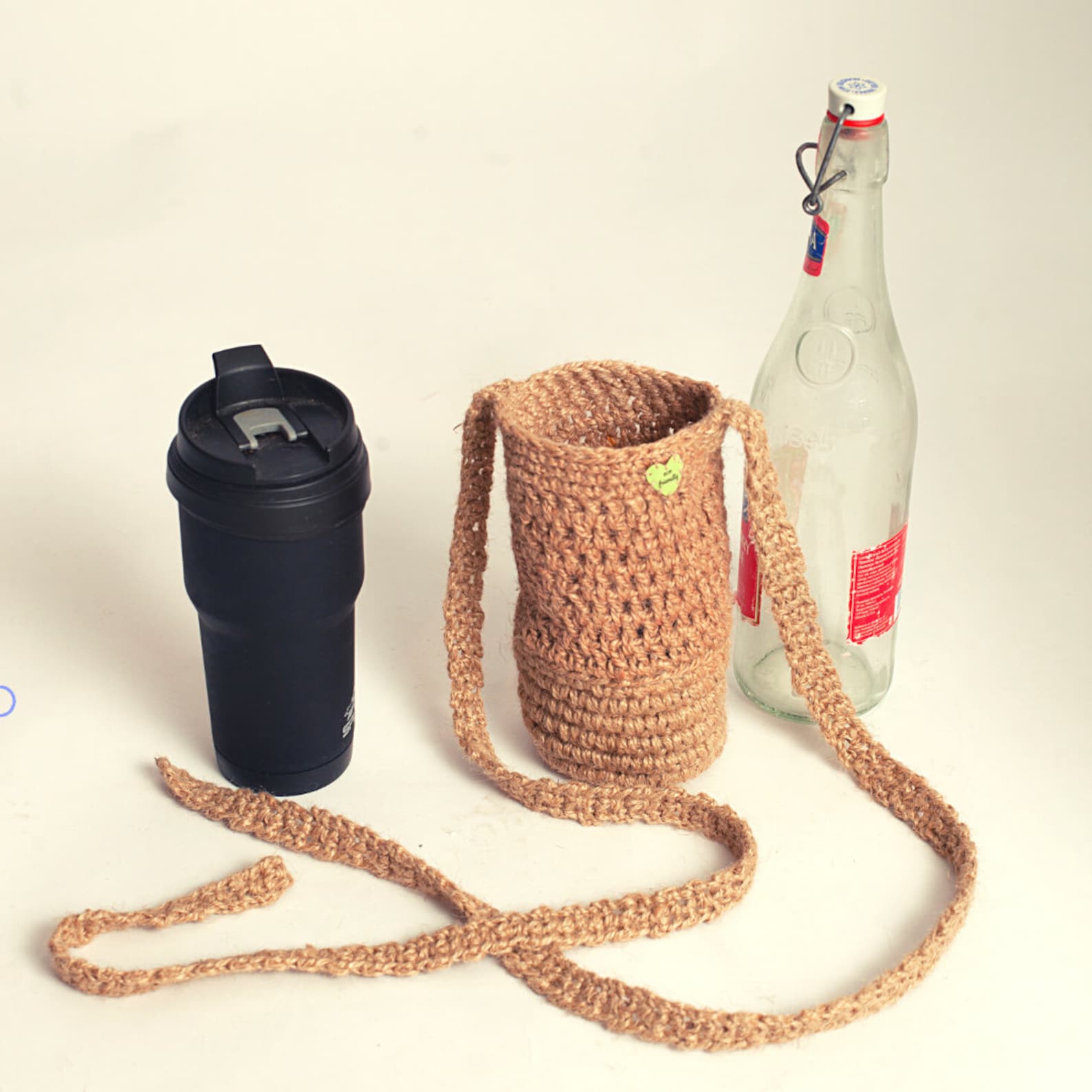 Water Bottle & Thermos Holder With Strapcrochet Shoulder Etsy