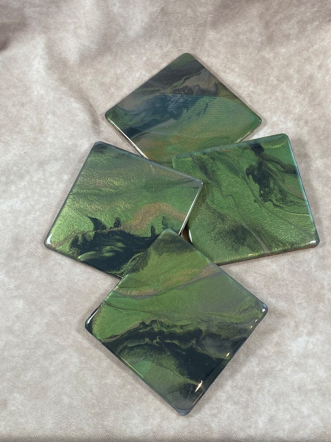 4 Piece Epoxy Resin Coaster Set woodland Nights Etsy