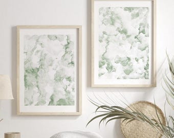 Sage Green Abstract Watercolor Print Set (Digital Download)