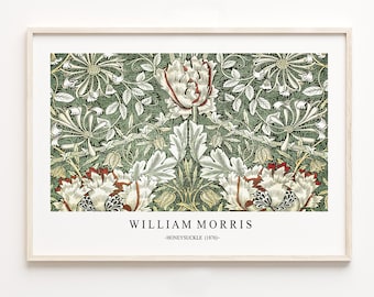 William Morris Honeysuckle Print, Art Nouveau Botanical Poster (Digital Download)