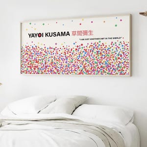 Stampa di Yayoi Kusama, arte murale giapponese, arte murale zen, arte murale extra large, stampa moderna colorata, poster ispirato a Yayoi Kusama, arte murale panoramica