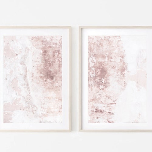 Pink and Grey Abstract Art Set of 2 Prints Blush Pink Grey Etsy
