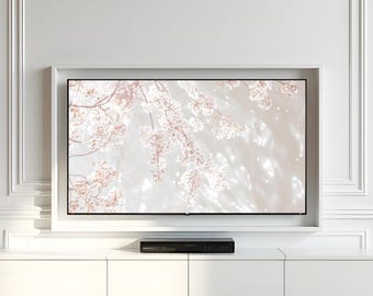 Cherry Blossom Frame TV Art, Spring Floral Decor (Digital Download)