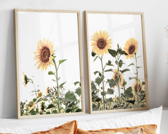 Sunflower Field Prints Set of 2, Rustic Farmhouse Wall Art (Digital Download)