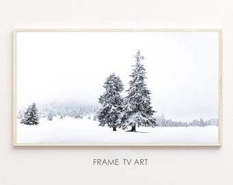 Snowy Pine Forest Samsung Frame TV Art (Digital Download)