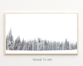 Snowy Pine Forest Landscape, Samsung Frame TV Art (Digital Download)