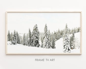 Snowy Pine Forest Landscape, Samsung Frame TV Art (Digital Download)