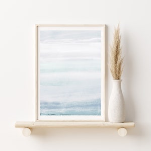 Acquerello astratto minimalista dipinto a mano acquerello astratto paesaggio costiero astratto minimalista spiaggia arte pastello acquerello cielo