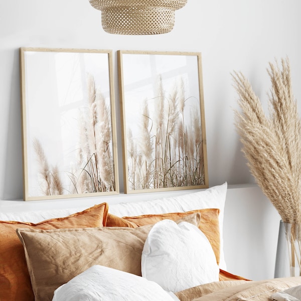 Set of 2 prints,Pampas Grass Decor Print, Printable Wall Art,Pampas Printable,Beach Costal Style,Dried Grass,Plant Photography,Large Poster