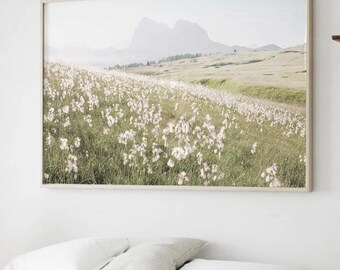 Wildflower Field Art Print, Country Landscape (Digital Download)