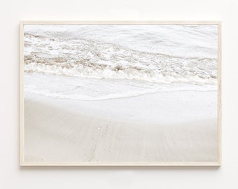 Neutral Ocean Waves Print, Beach Coastal Art (Digital Download)