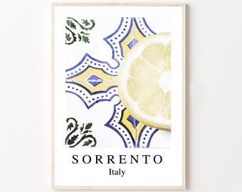 Sorrento Lemon Print, Mediterranean Tile Art (Digital Download)