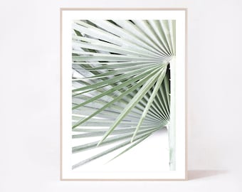 Palm Leaf Wall Art, Green Tropical Print (Digital Download)