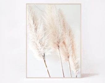 Pampas Grass Photography Print, Neutral Coastal Decor (Digital Download)
