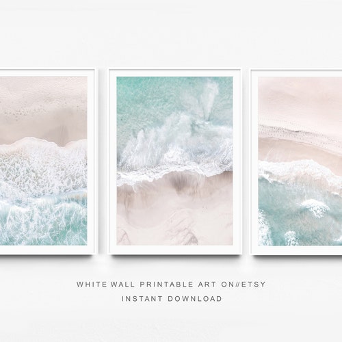 Beach Print Set of 3 Prints Coastal Printable Wall Art Ocean Etsy