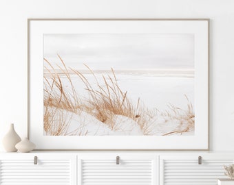 Neutral Beach Grass Print, Minimalist Coastal Wall Art (Instant Download)