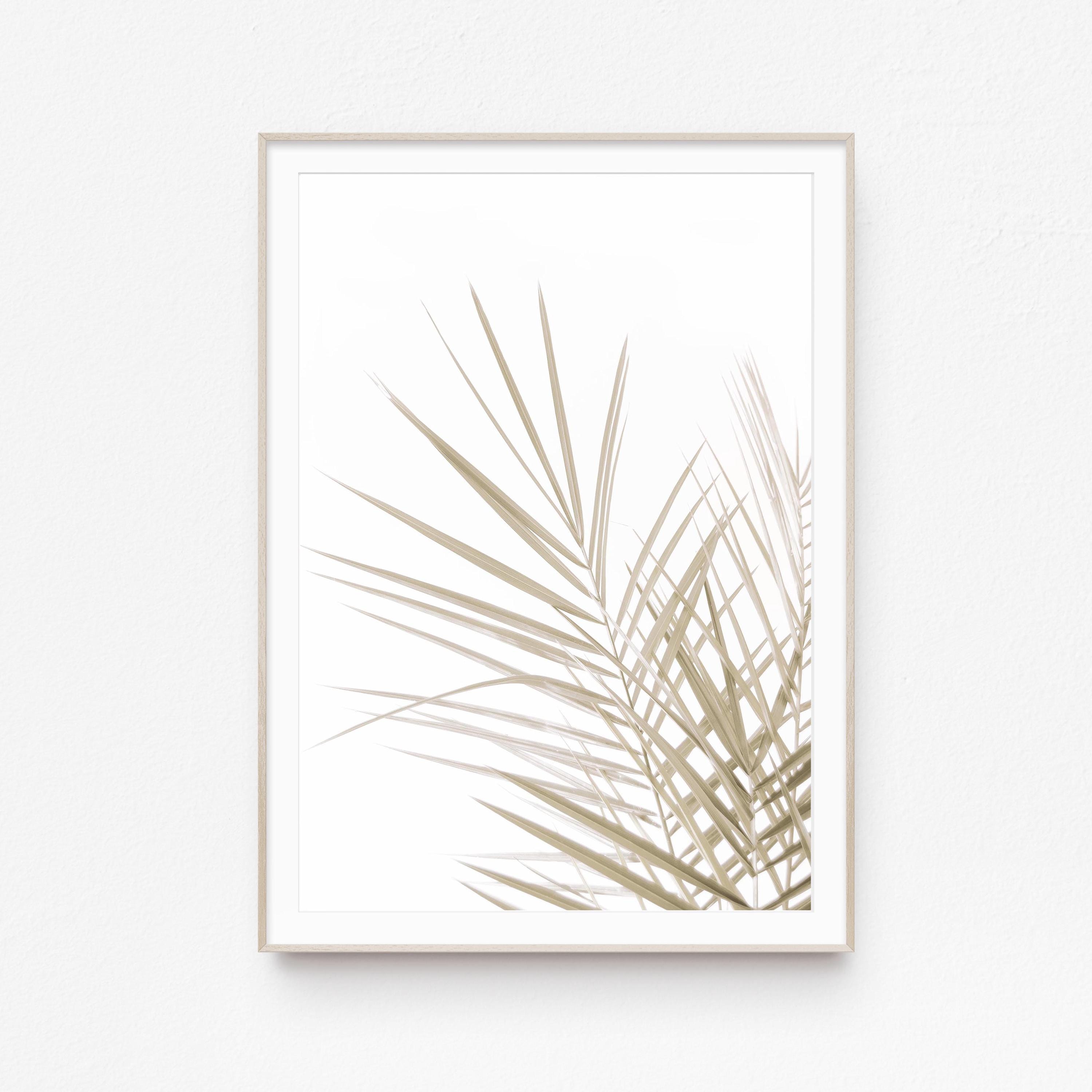 Palm & Tropical Leaf Print Set, Beige Botanical Wall Art (digital ...