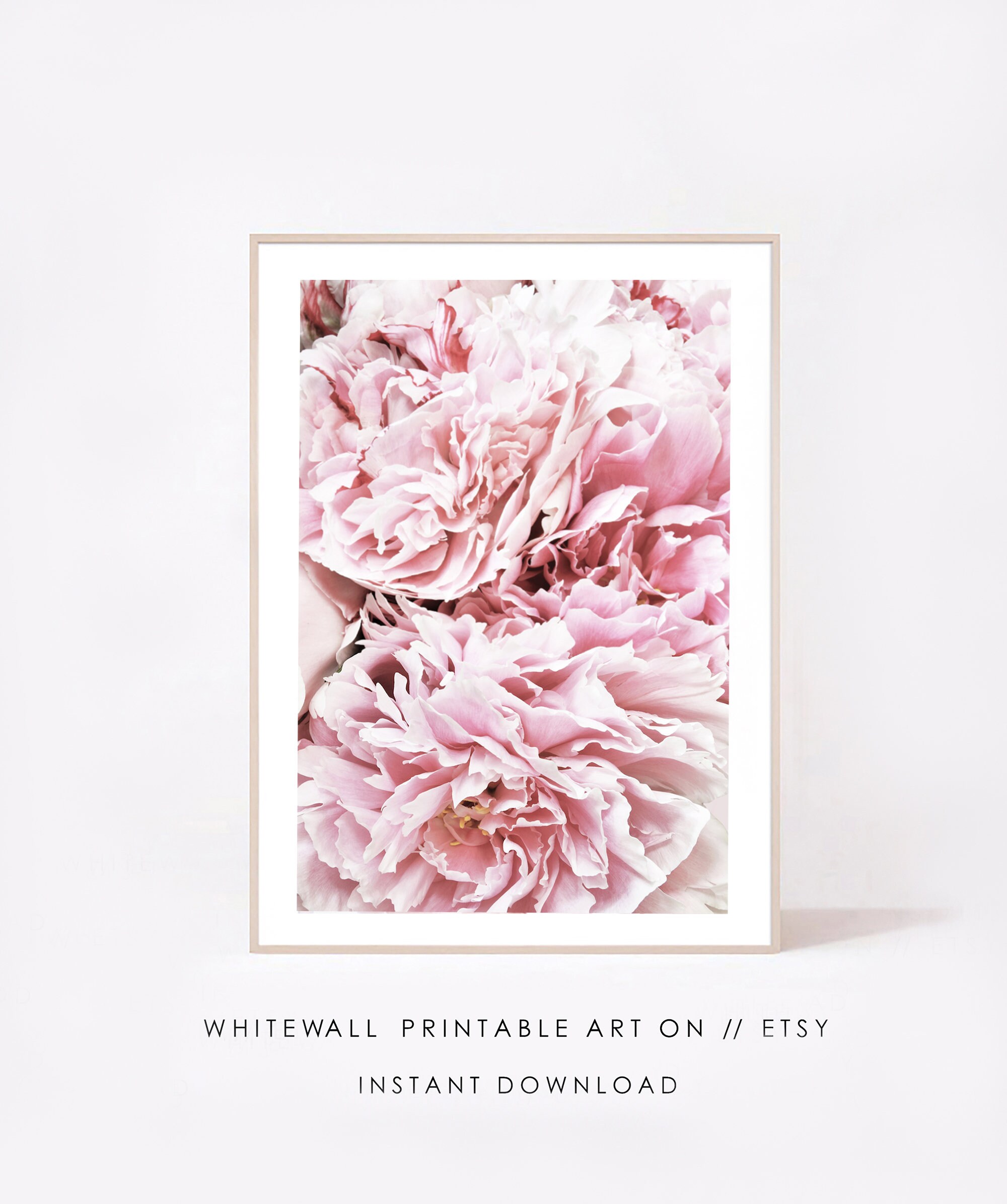 Pink Peony Print Rose Wall Art Printable Peonies Floral Etsy