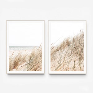 Set of 2 neutral beach prints,beach grass print set,DIGITAL DOWNOLAD,Coastal wall art,Boho Decor print,Ocean print set,Printable wall art