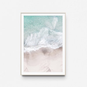 Ocean Waves print,Aerial beach print,Digital Print,Pastel beach print,Beach costal print,Large poster,Sea print,Printable wall art