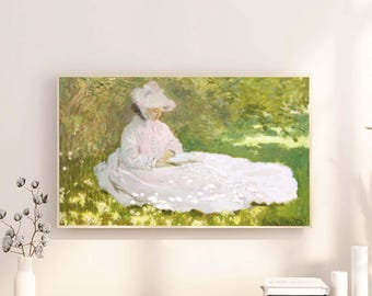 Monet Woman in Wildflowers, Spring Frame TV Art (Digital Download)