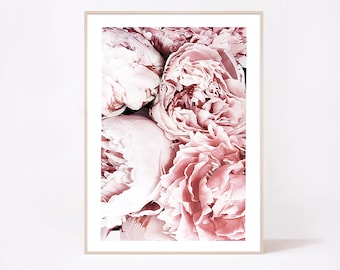 Pink Peony Photography Print, Floral Wall Art (Digital Download)