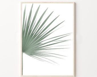 Tropical Palm Leaf Print, Green Plant Wall Art (Digital Download)