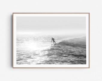 Black and White Surf Print, Ocean Wave Poster (Digital Download)