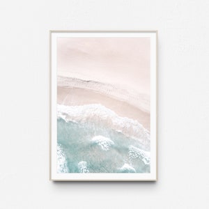 Ocean Waves Druck, Luft Strand Druck, Digitaldruck, Pastell Strand Druck, Strand Küsten Druck, Großformat Poster, Meer Druck, druckbare Wandkunst