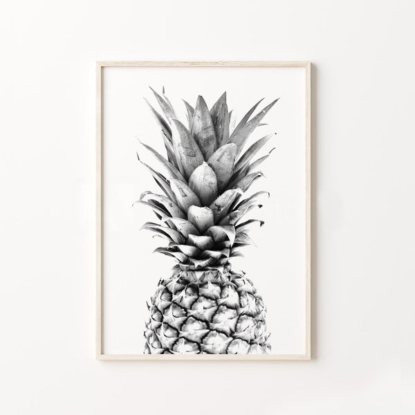 Pineapple Print, Pineapple Wall Art, Black and White Print, Pineapple Decor, Tropical Art, Printable Kitchen Art Minimalist Pineapple Poster