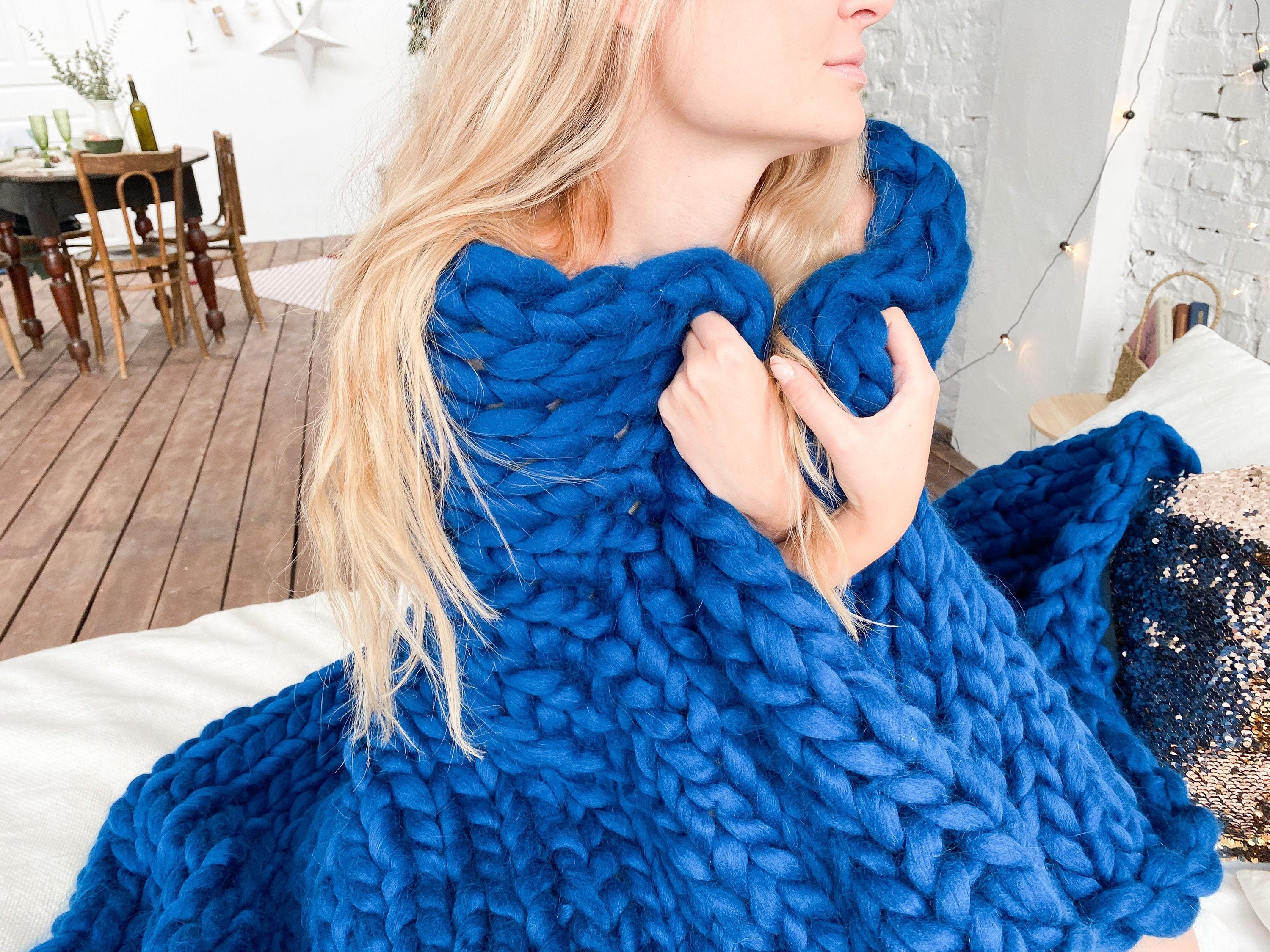 Weighted blanket Chunky knit blanket Chunky knit throw Etsy