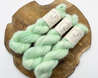 Hand dyed mohair yarn 420m/50gr mulberry silk turquoise aqua teal