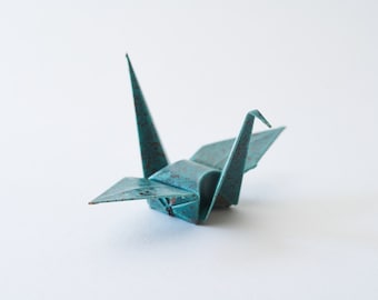 Verdigris Copper Origami Crane Japan Handmade Metal Craft Christmas Birthday Thanksgiving Anniversary Mather’s day Present Gift Thousand