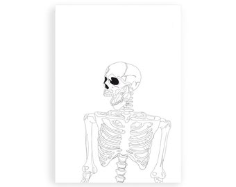 skeleton wall art, Spooky skeleton art print, halloween decor, fall wall art