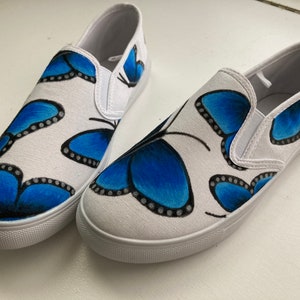 Hand-Painted Blue Morpho Butterfly Shoes